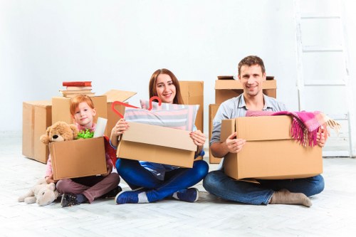 Packing boxes and preparing for a removal van move in West Hampstead