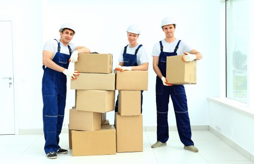 Office furniture being prepared for transport in West Hampstead