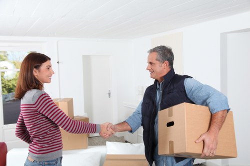 Office furniture and equipment prepared for a commercial move