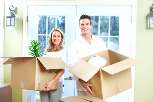 Moving team planning access and loading for a West Hampstead flat removal