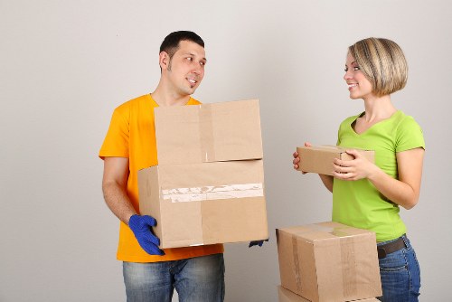 Boxes and protective packing materials arranged for a local move